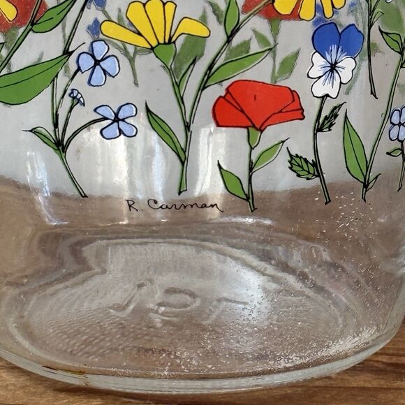 Vtg Arc France Poppy Glass Canister Set R Carman 1.5L 3/4L MCM Retro 60s Arcoroc - Picture 2 of 14